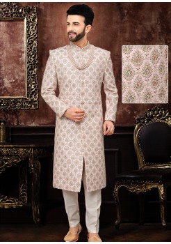 Designer Pale Pink Indo Western Sherwani 